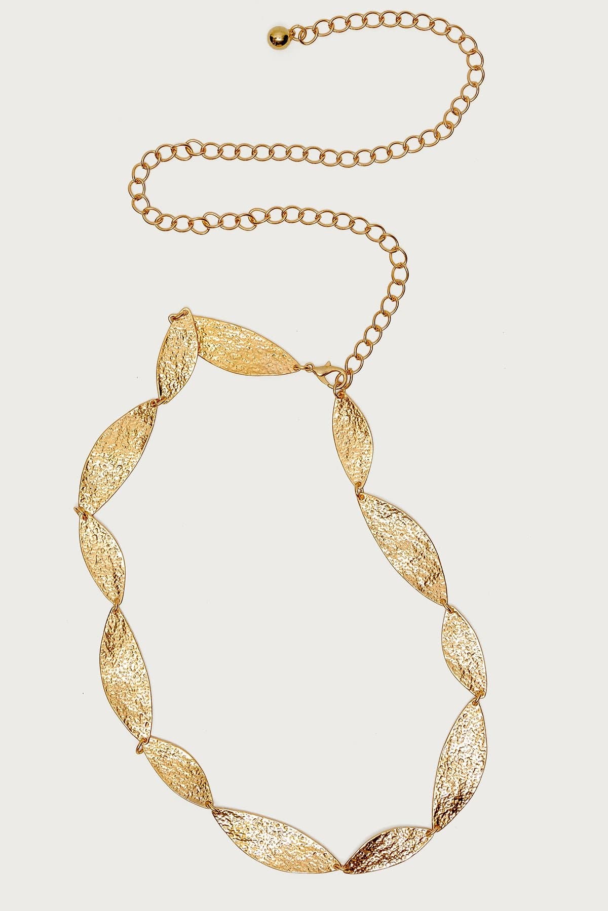 Abstract Pendant Chain Belt Gold Tone Metal 48 Inch Length