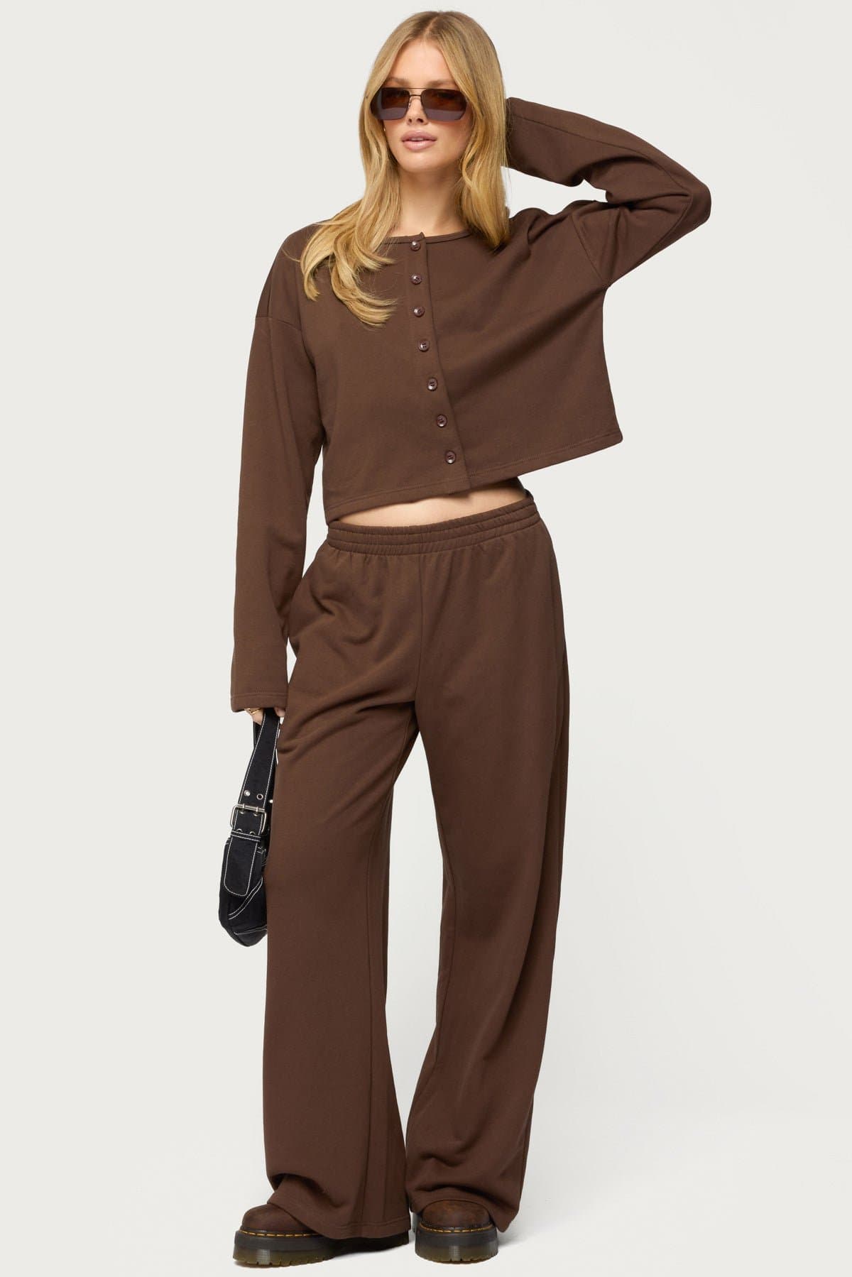 Binah Wide Leg Terry Sweatpants - Polyester Spandex French Terry