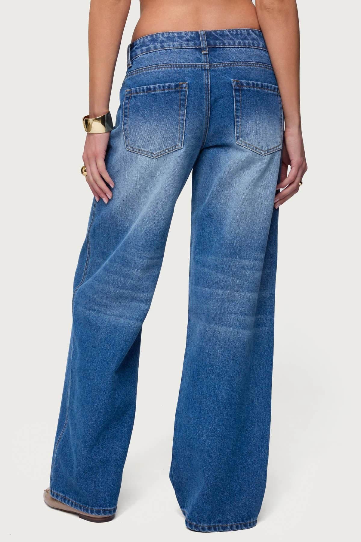 Lauryn Low Rise Baggy Jeans in Rigid 100% Cotton Denim, Size S Inseam 31.9"