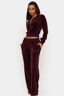 Wine Velour Zip Up Hoodie with Murci Branding Regular Fit