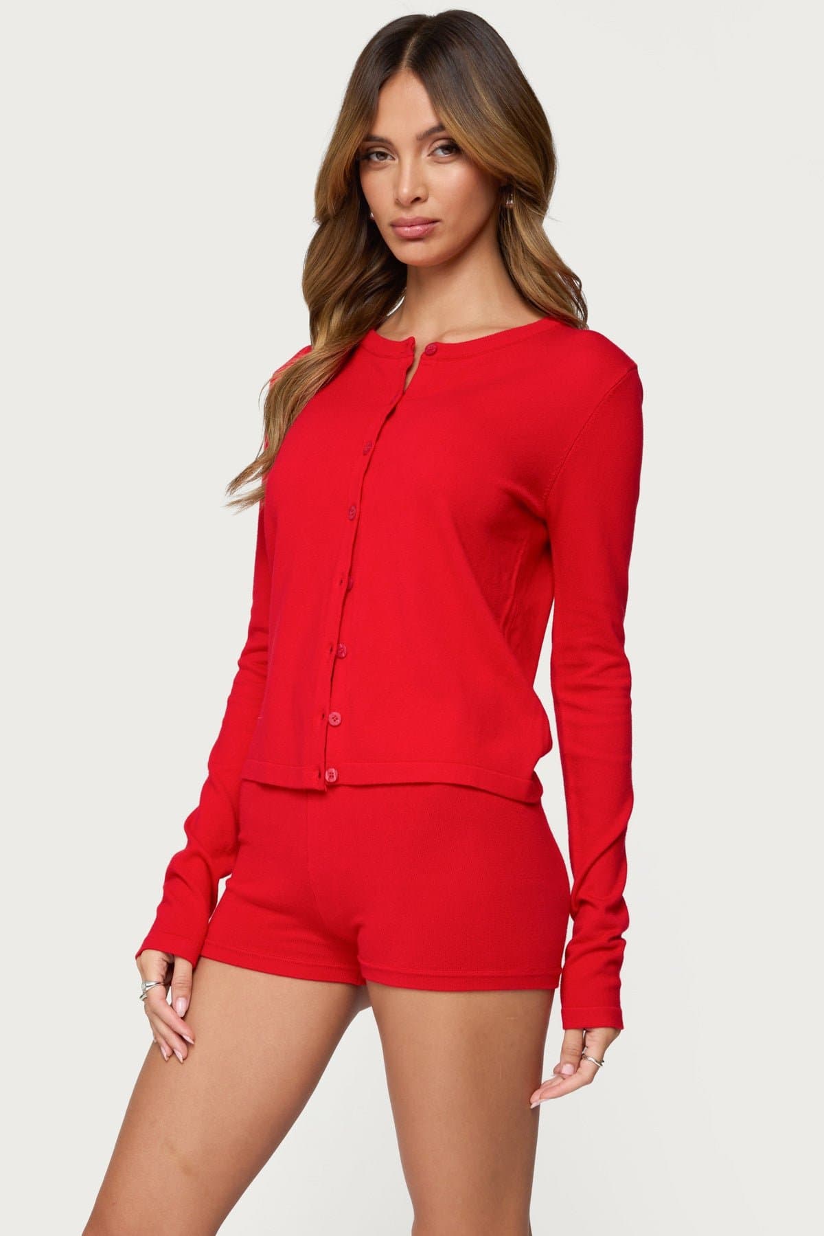 Maycee Button Up Knit Cardigan - Polyester Rayon Women's Sweater