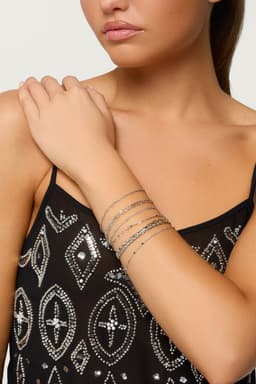 Pack of 8 Assorted Chain Bracelets Silver Tone Metal 6.6-7 Inch Length