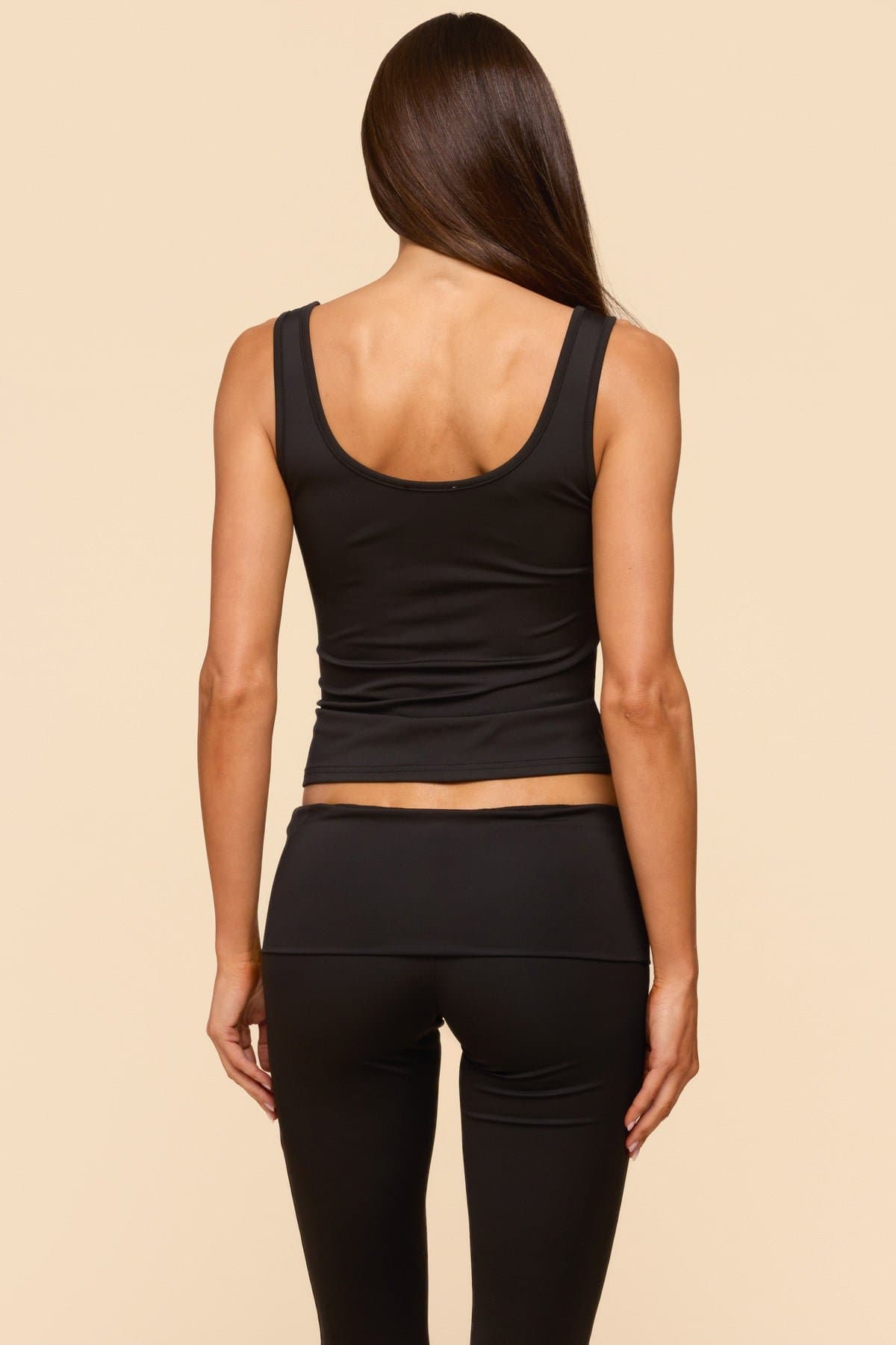 Kiarra Scoop Neck Fitted Tank Top - Polyester Spandex Small Medium Large