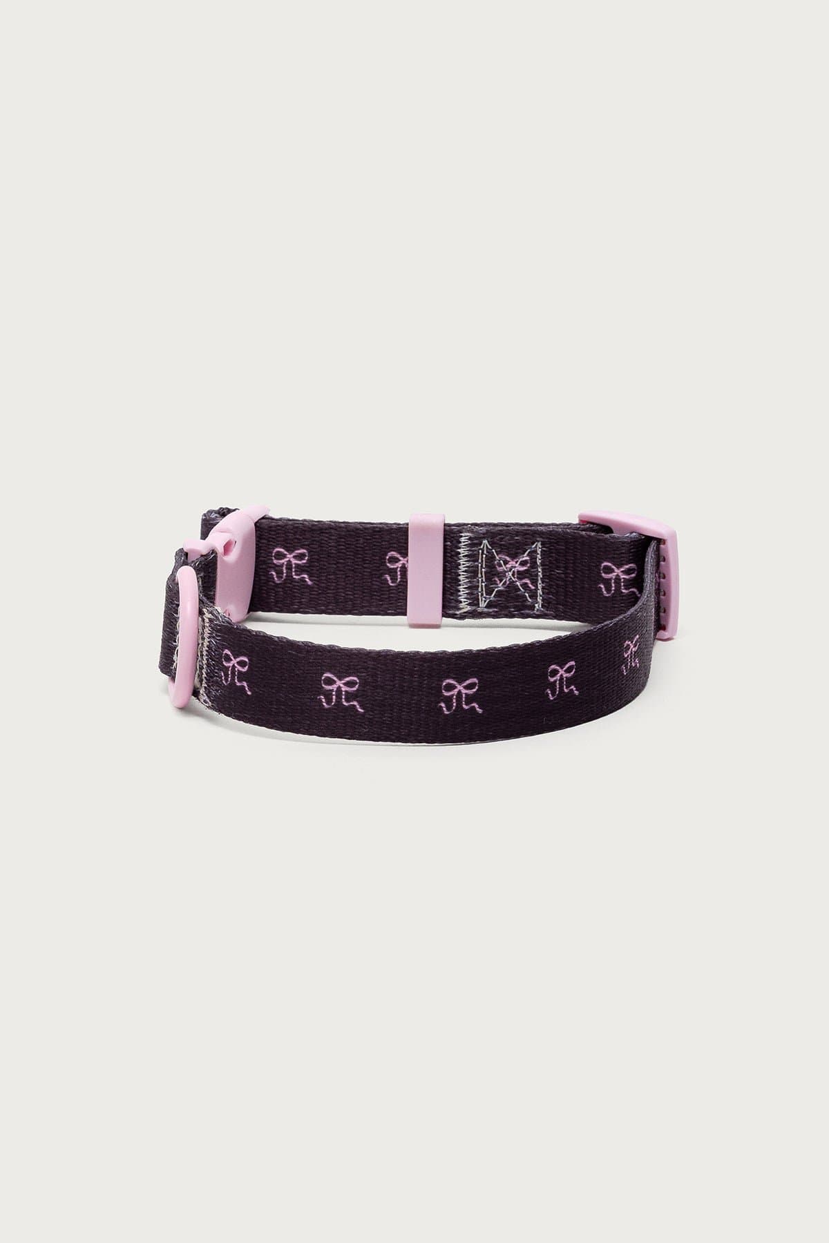 Bonney Bow Adjustable Pet Collar - Small Size, Polyester with Graphic Bow & Contrast Buckle