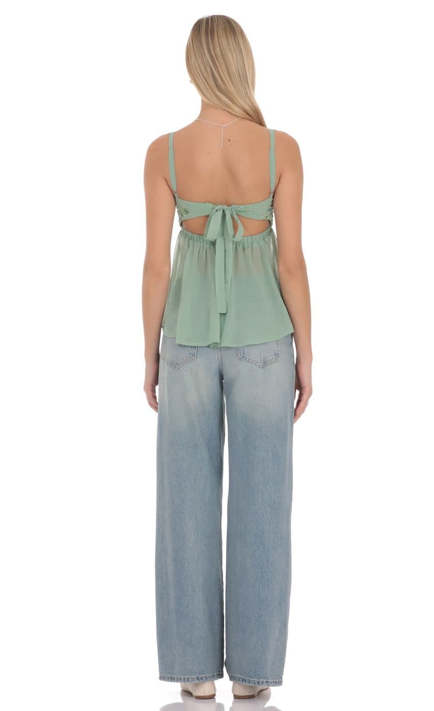 Lysette Babydoll Top in Green