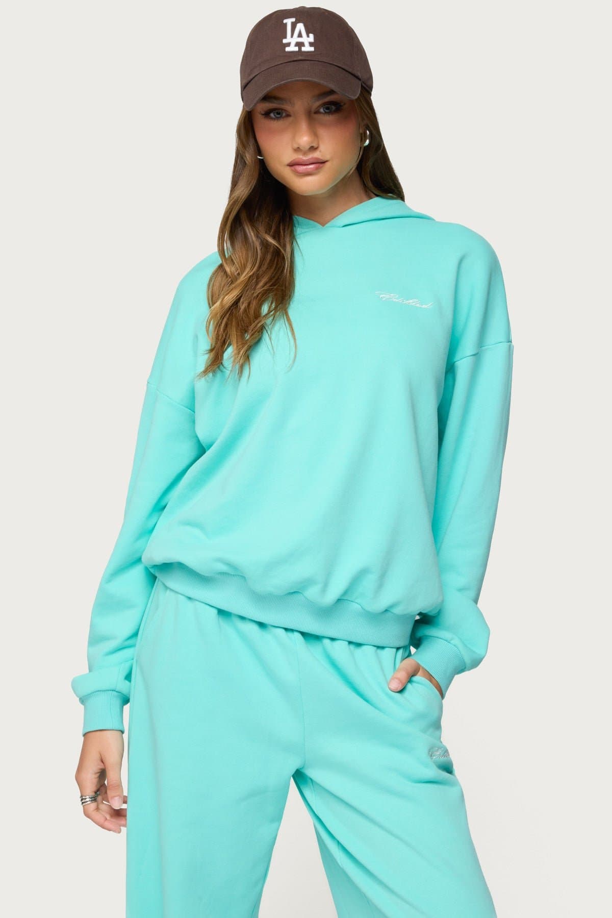 Only Edikted Oversized Hoodie - Cotton Polyester Embroidered Text