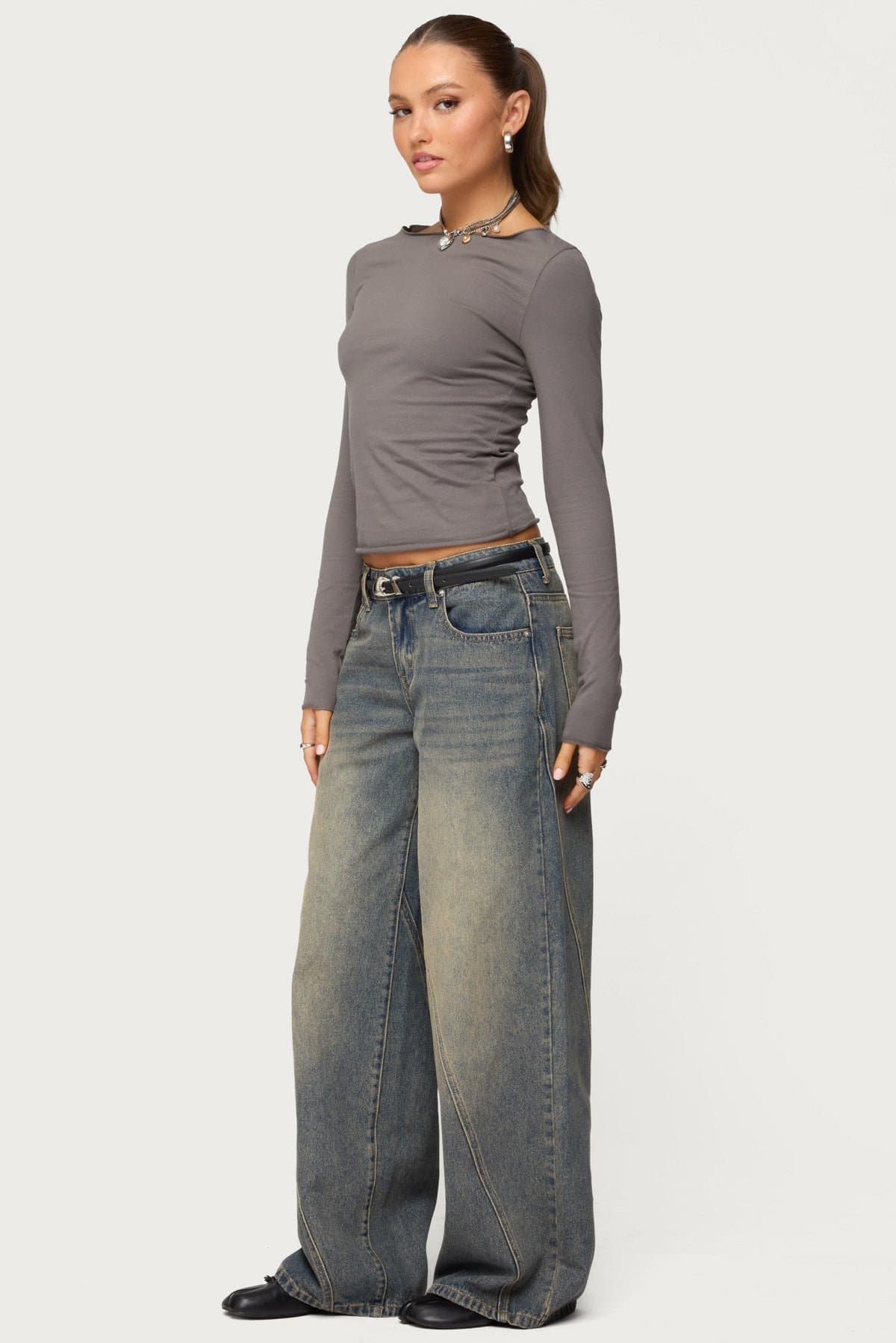 Nico Boat Neck Long Sleeve Top - Cotton Spandex