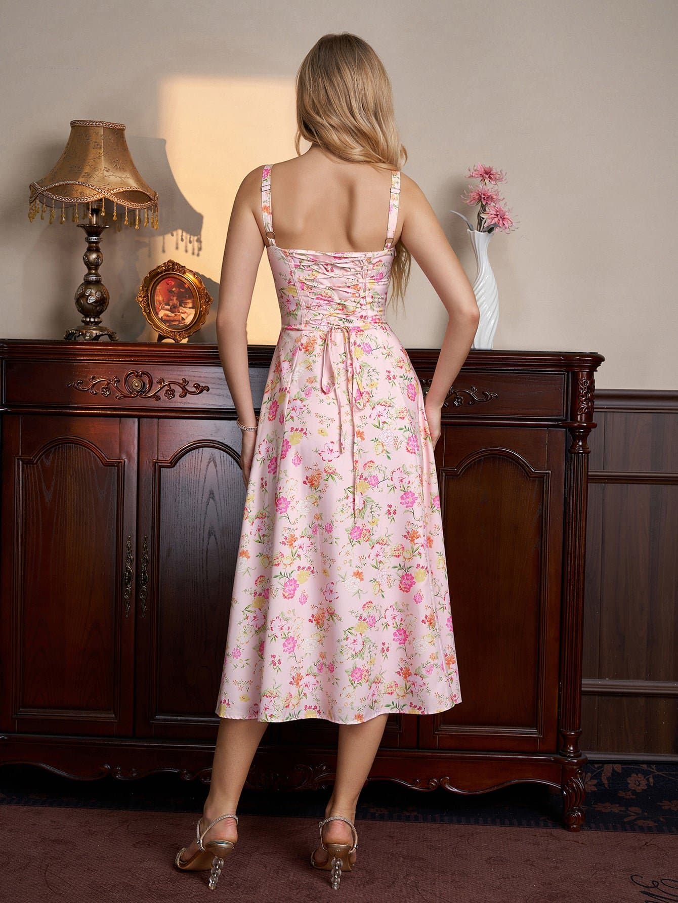 Ruched Bust Split Thigh Cami Dress