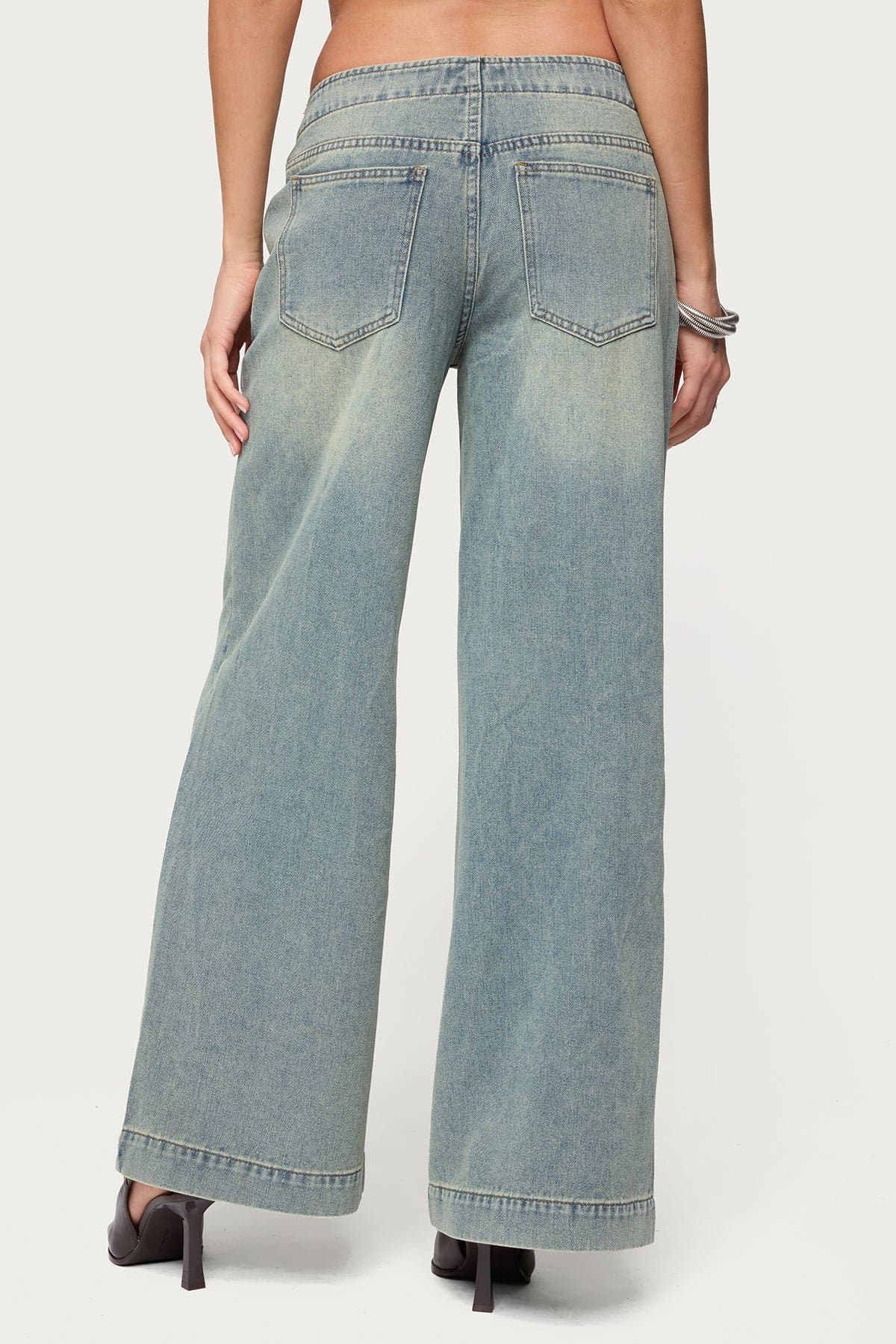 Saffie No Waistband Low Rise Baggy Jeans 100% Cotton Rigid Denim