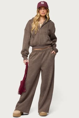 Laulie Straight Leg Sweatpants - Polyester Cotton Matching Set Pants Size S Inseam 29.5"