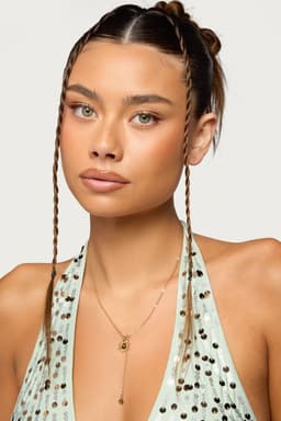 Sun Gemstone Cascading Chain Necklace Gold Tone 20.4 Inch Length