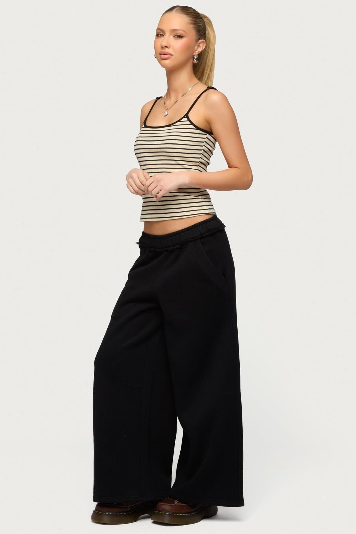 Petite Kori Oversized Sweatpants - Polyester Cotton Raw Hem Elastic Waistband
