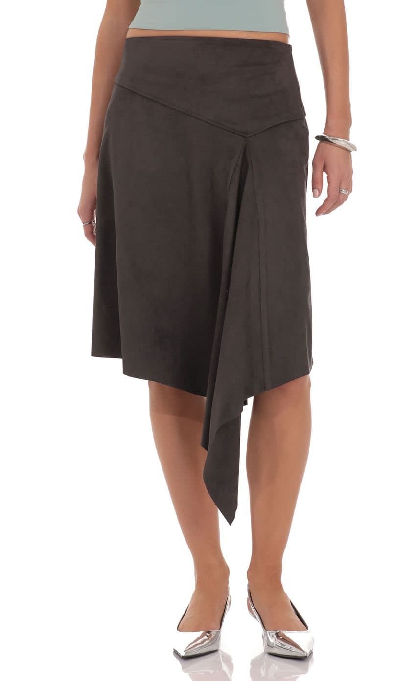 Lila Suede Midi Skirt