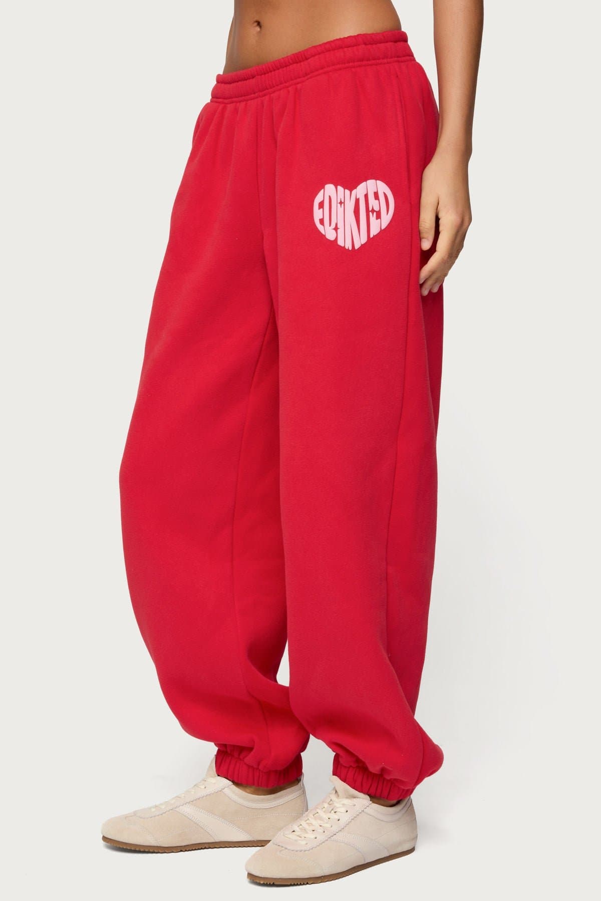 Major Love Edikted Sweatpants - Polyester Cotton Elastic Waistband Puff Print