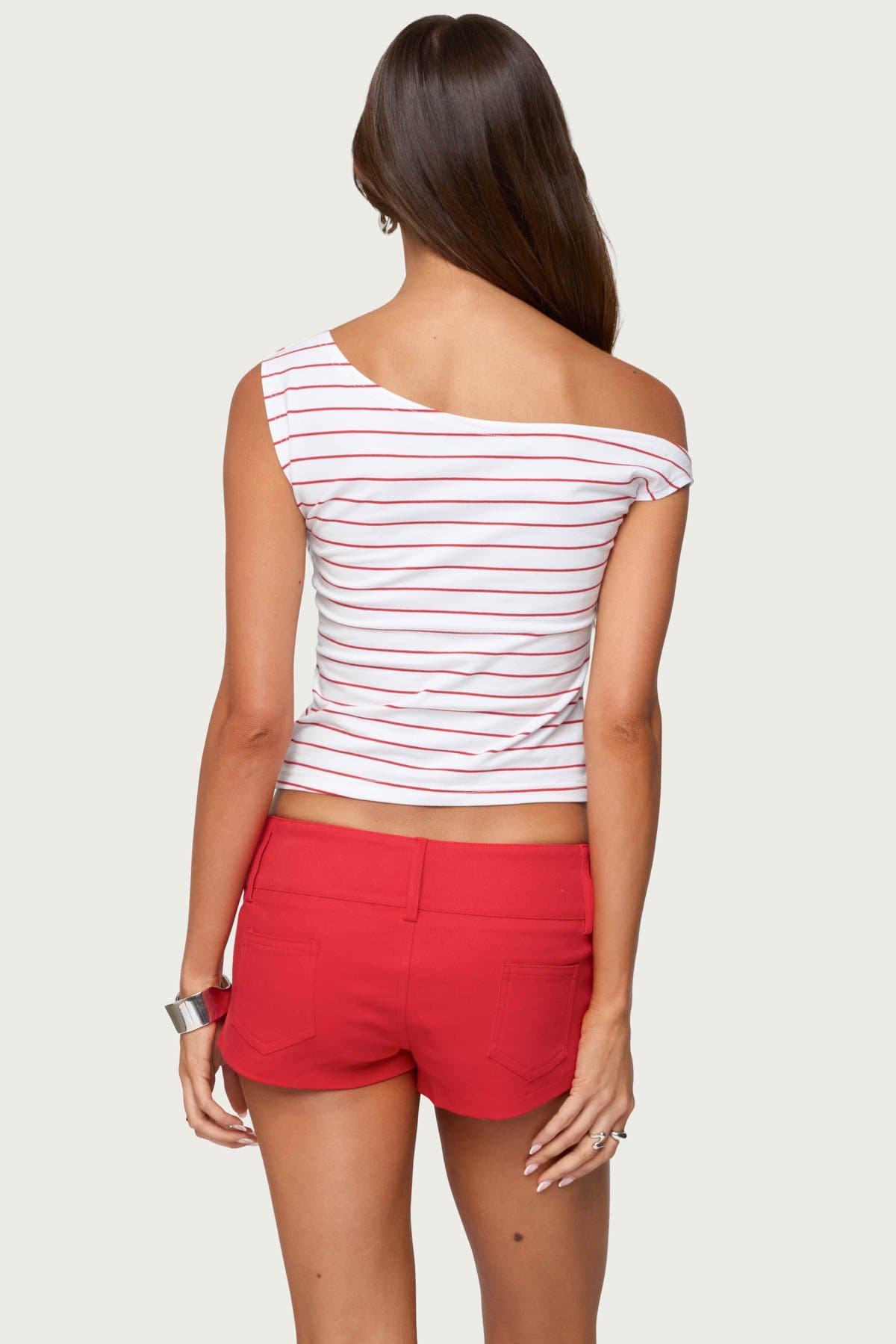 Keryn Striped Off Shoulder Top - Cotton Spandex Women's Blouse