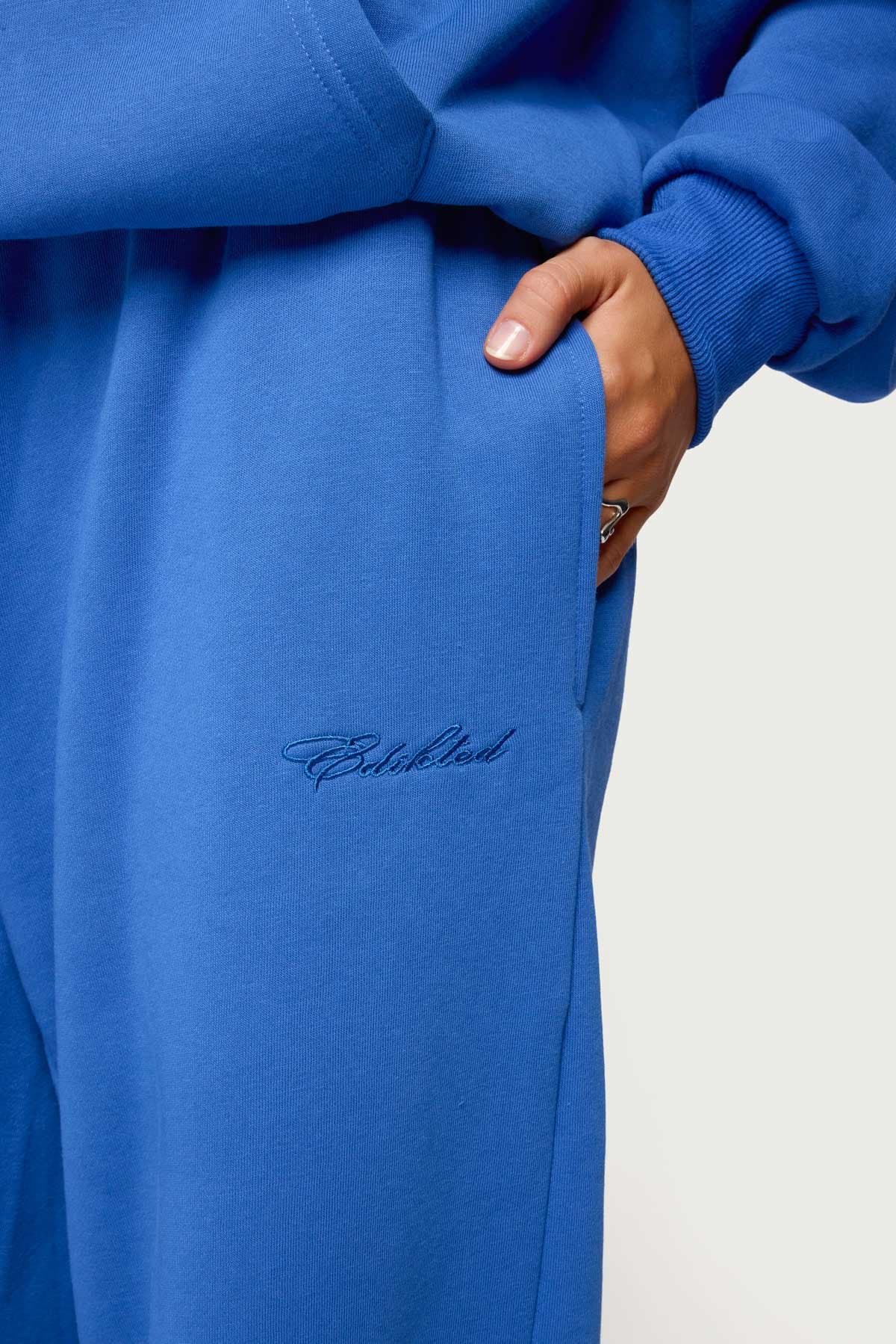 Basic Girl Wide Leg Edikted Sweatpants - Polyester Cotton Embroidered Text