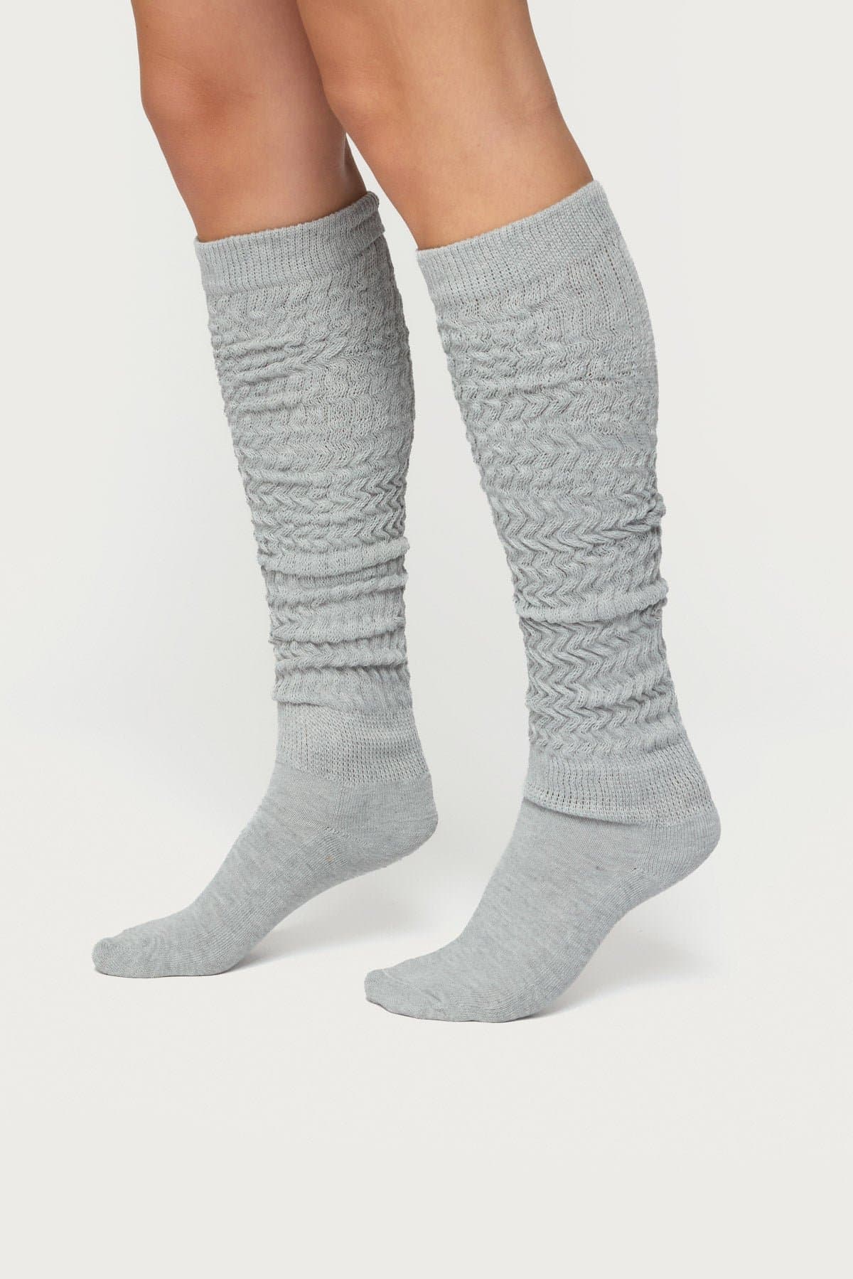 Knee High Scrunch Socks - Ribbed Knit Polyester Acrylic 29.5 Inch Length