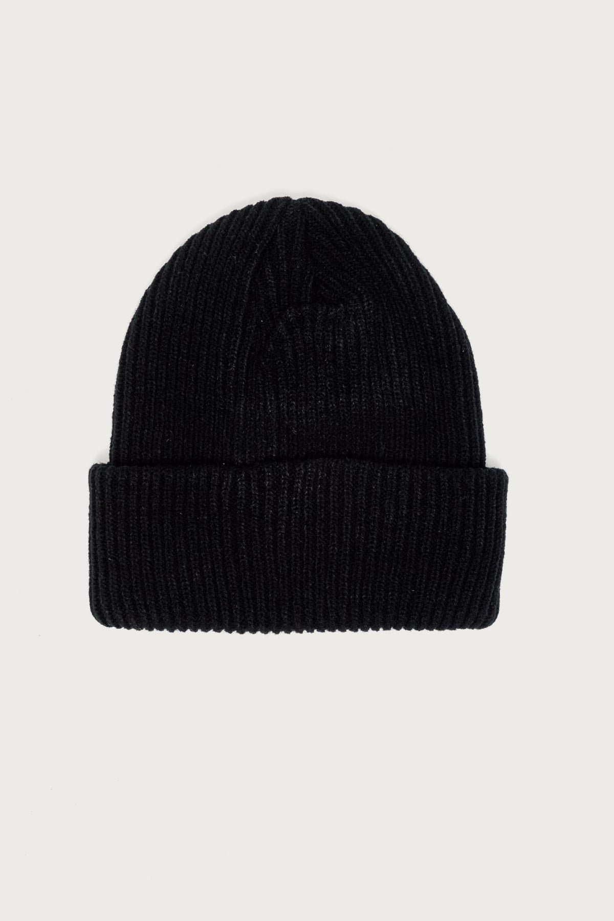 Ribbed Knit Beanie Hat - Cotton Spandex Blend, Height 7.5in Length 11.4in