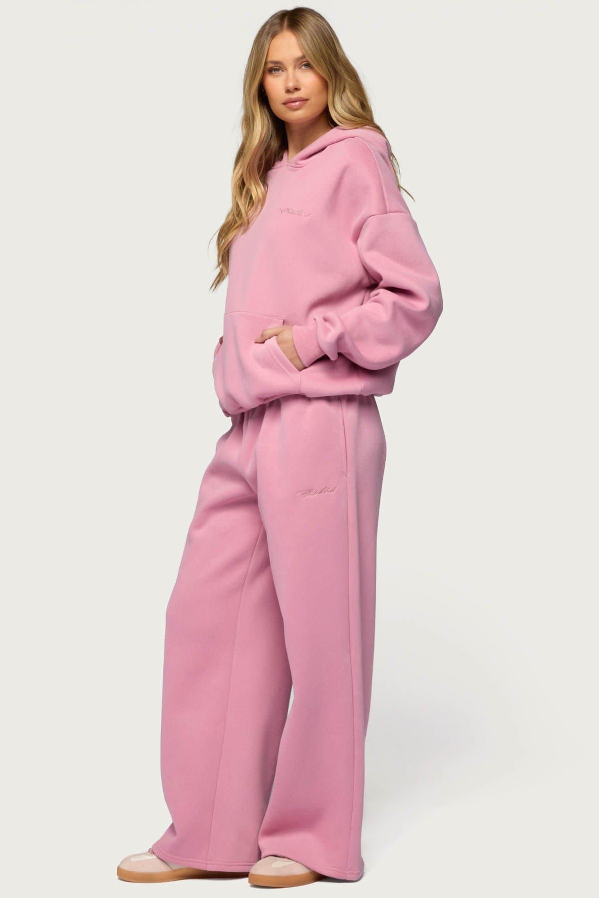 Basic Girl Oversized Edikted Embroidered Hoodie - Polyester Cotton