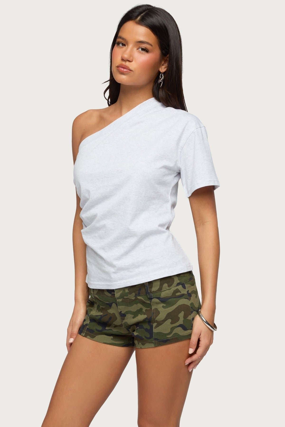 Yurey Gathered One Shoulder Top 100% Cotton