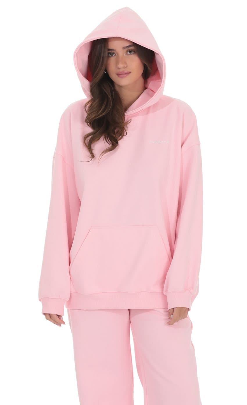 Los Angeles Print Hoodie in Pink