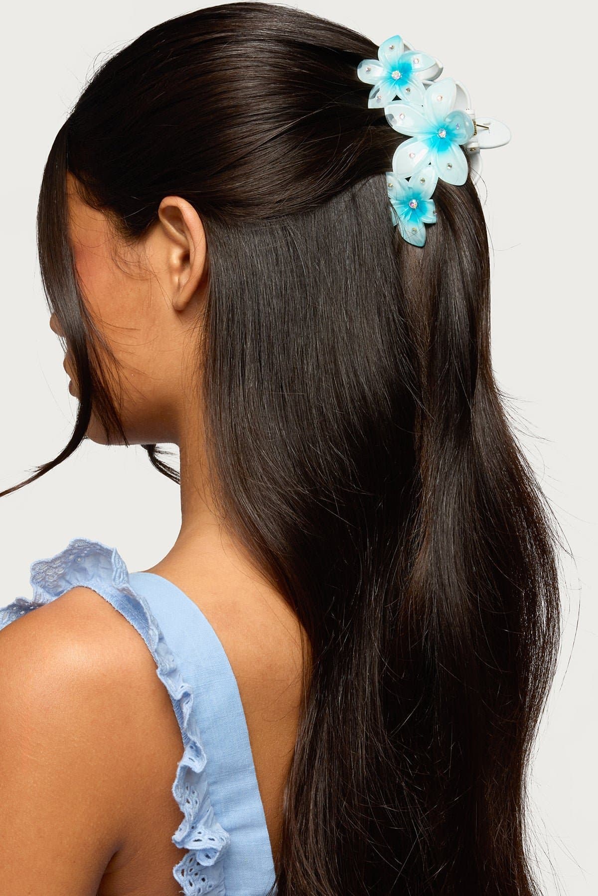 Flower Girl Hair Clip with Rhinestone Detailing - 4.3 Inch Plastic