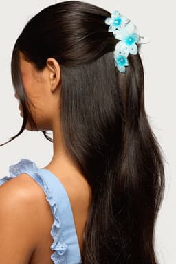 Flower Girl Hair Clip with Rhinestone Detailing - 4.3 Inch Plastic