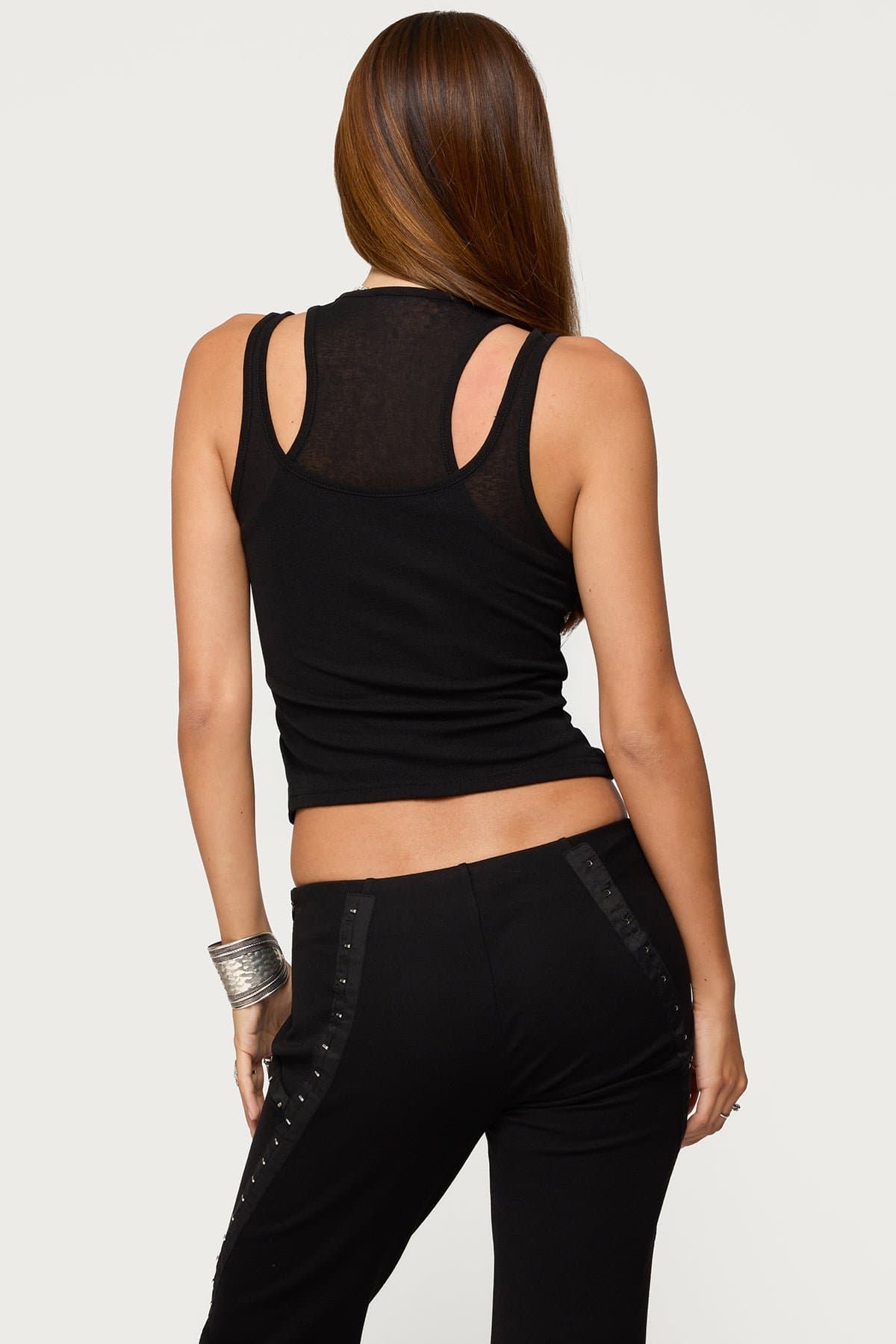 Sammy Layered Tank Top - Polyester Spandex Women's Top