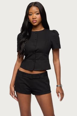 Thea Twill Button Up Top - Short Sleeve 100% Cotton Matching Set Blouse