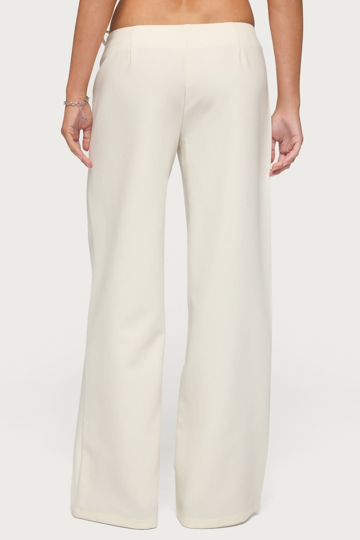 Raphael Tie Belt Pants - Polyester Rayon Spandex, Metal Ring Detail, Size S Inseam 32.3in