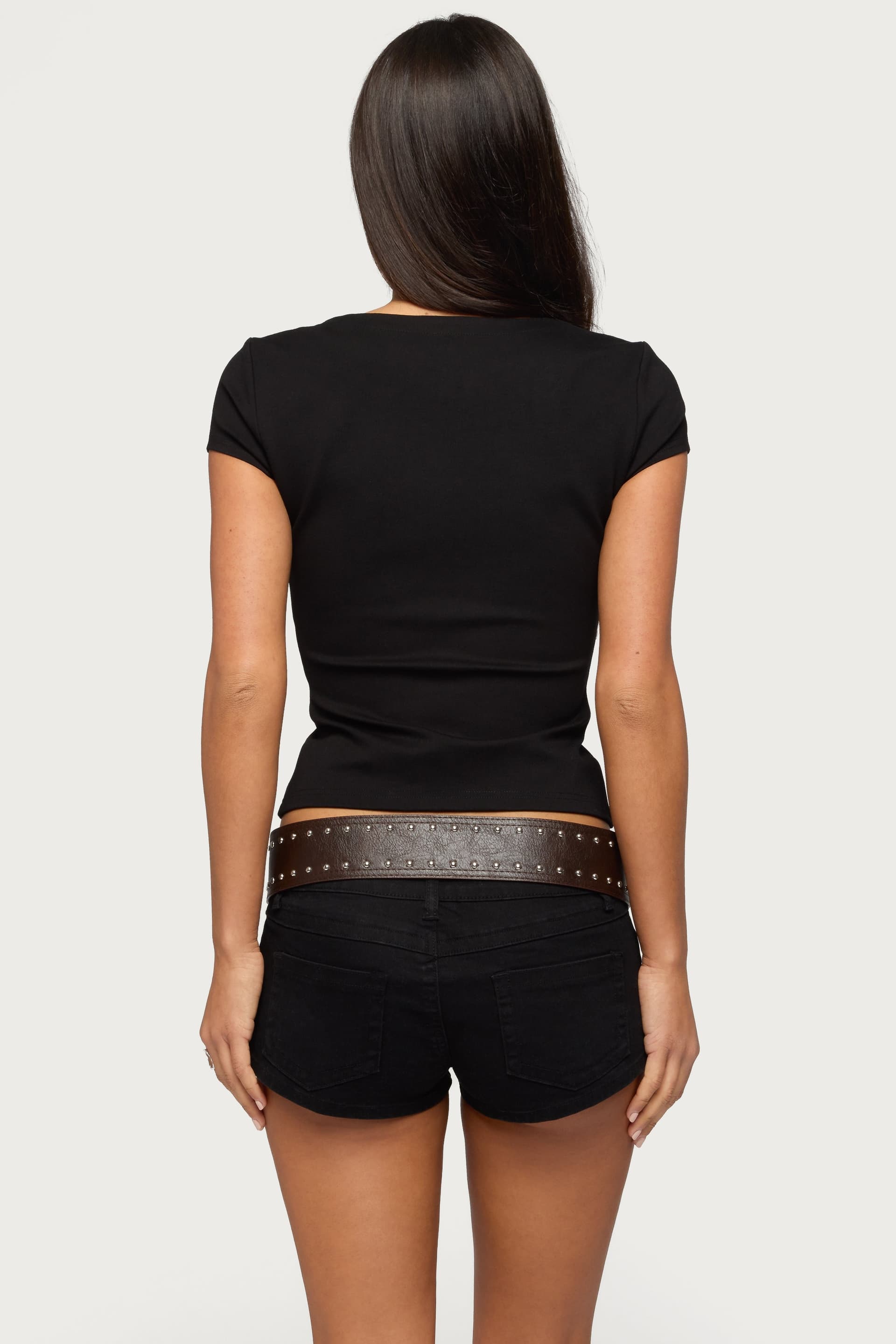 Whitley Hook & Eye Short Sleeve Top - Rayon Nylon Spandex Orange