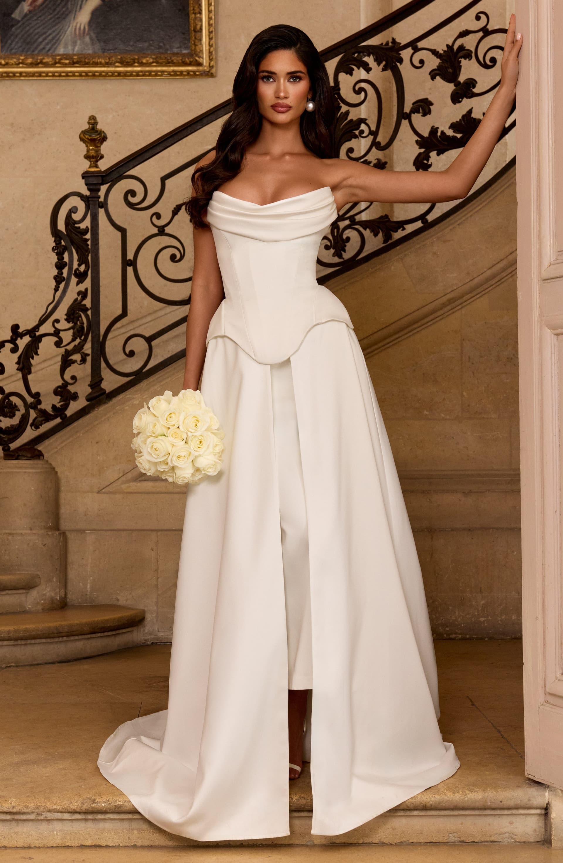 Neri Skirt Train in Ivory Duchess Satin - Detachable Bridal Train