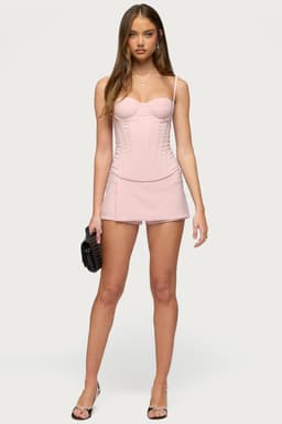 Alixa Micro Skort - Polyester Spandex Side Zip Wrap Look Women's Bottom