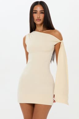 Sculpt Mini Asymmetric Off Shoulder Mini Dress - Buttery Sculpt Fabric