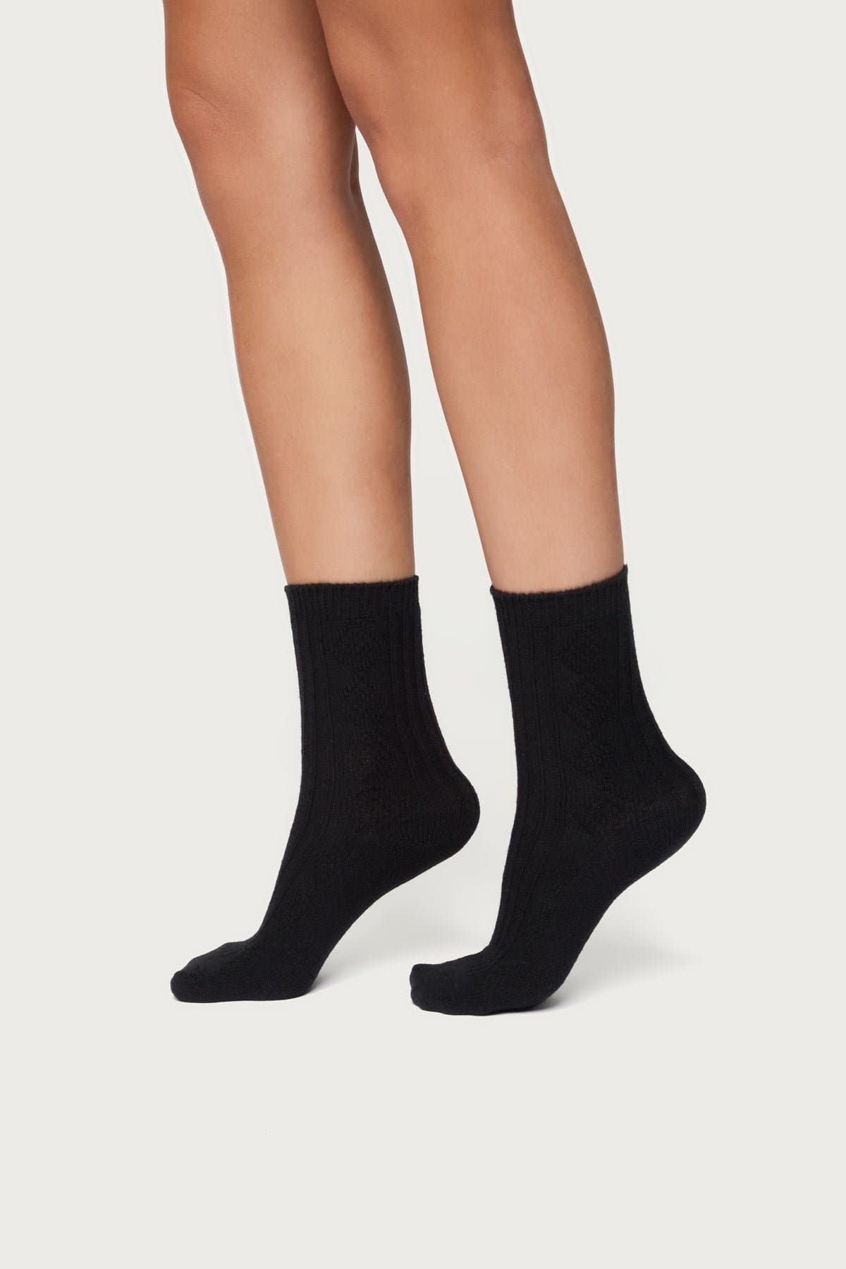 Cozy Diamond Knit Socks - Cotton Polyester Spandex Blend, 13 Inch Length