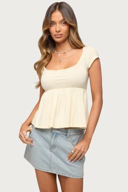 Kingsley Babydoll Top - Short Sleeve Rayon Spandex Women's Blouse