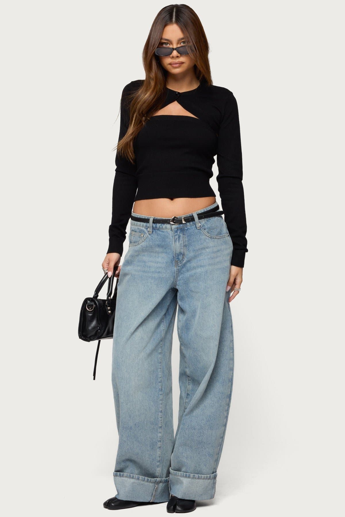 Knit Two-Piece Shrug and Tube Top Set - Rayon Polyester Nylon