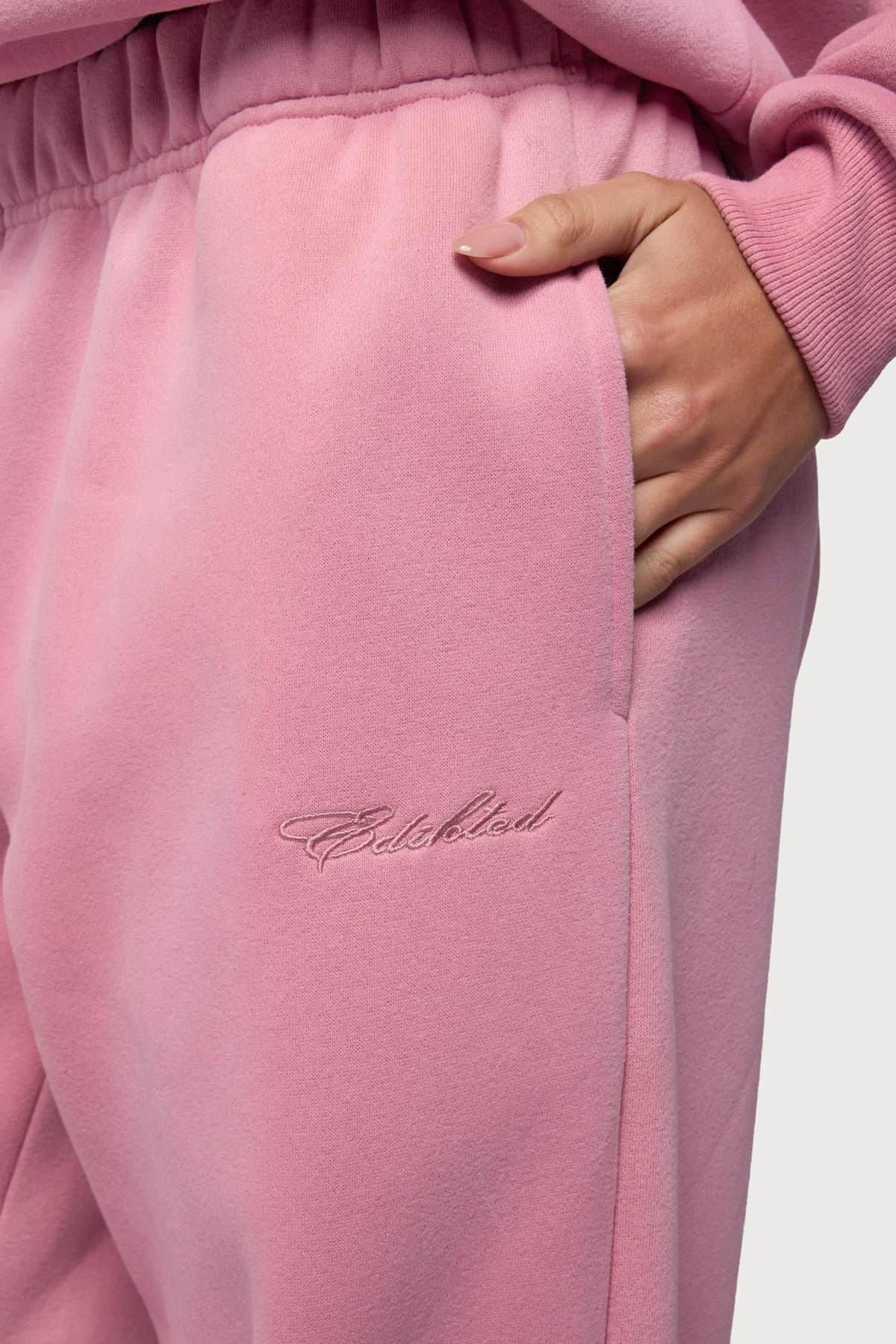 Basic Girl Wide Leg Edikted Sweatpants - Polyester Cotton Embroidered Text
