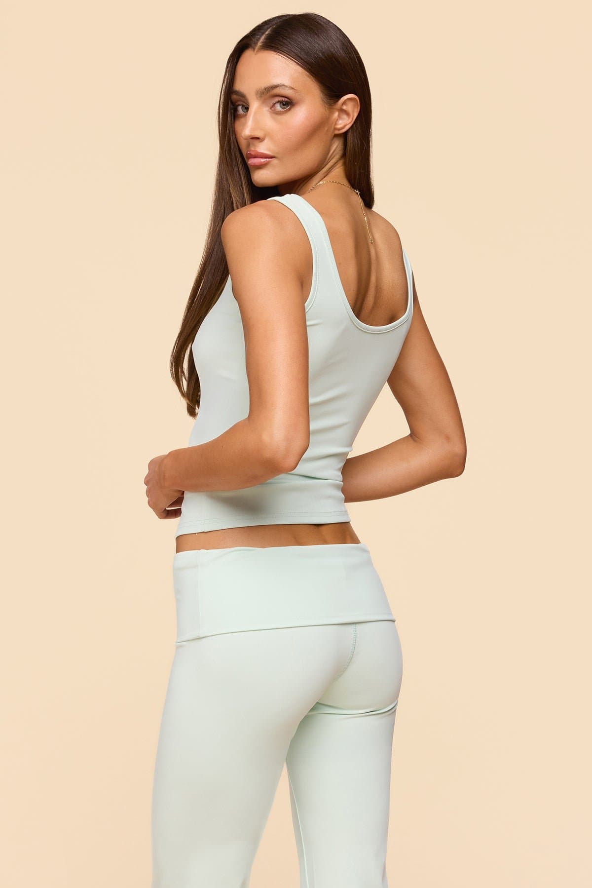 Kiarra Scoop Neck Fitted Tank Top - Polyester Spandex