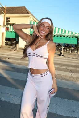 Miya Striped Ribbed Knit Tank Top - Adjustable Straps, V-Neck, Rayon Polyester Nylon