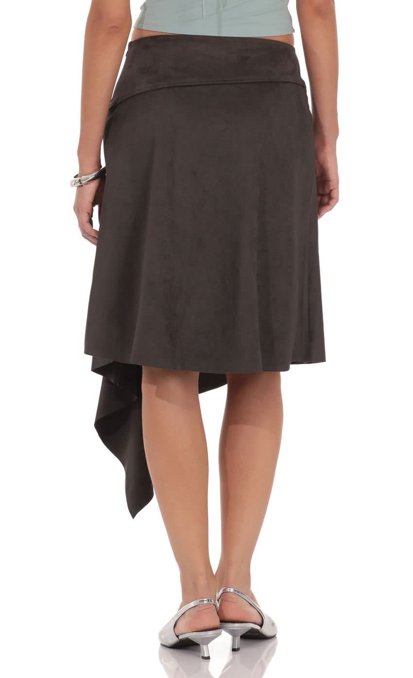 Lila Suede Midi Skirt