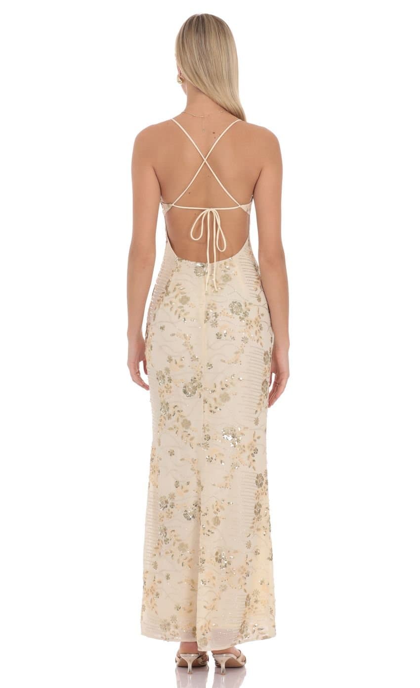 Lilia Embellished Maxi Dress in Cream