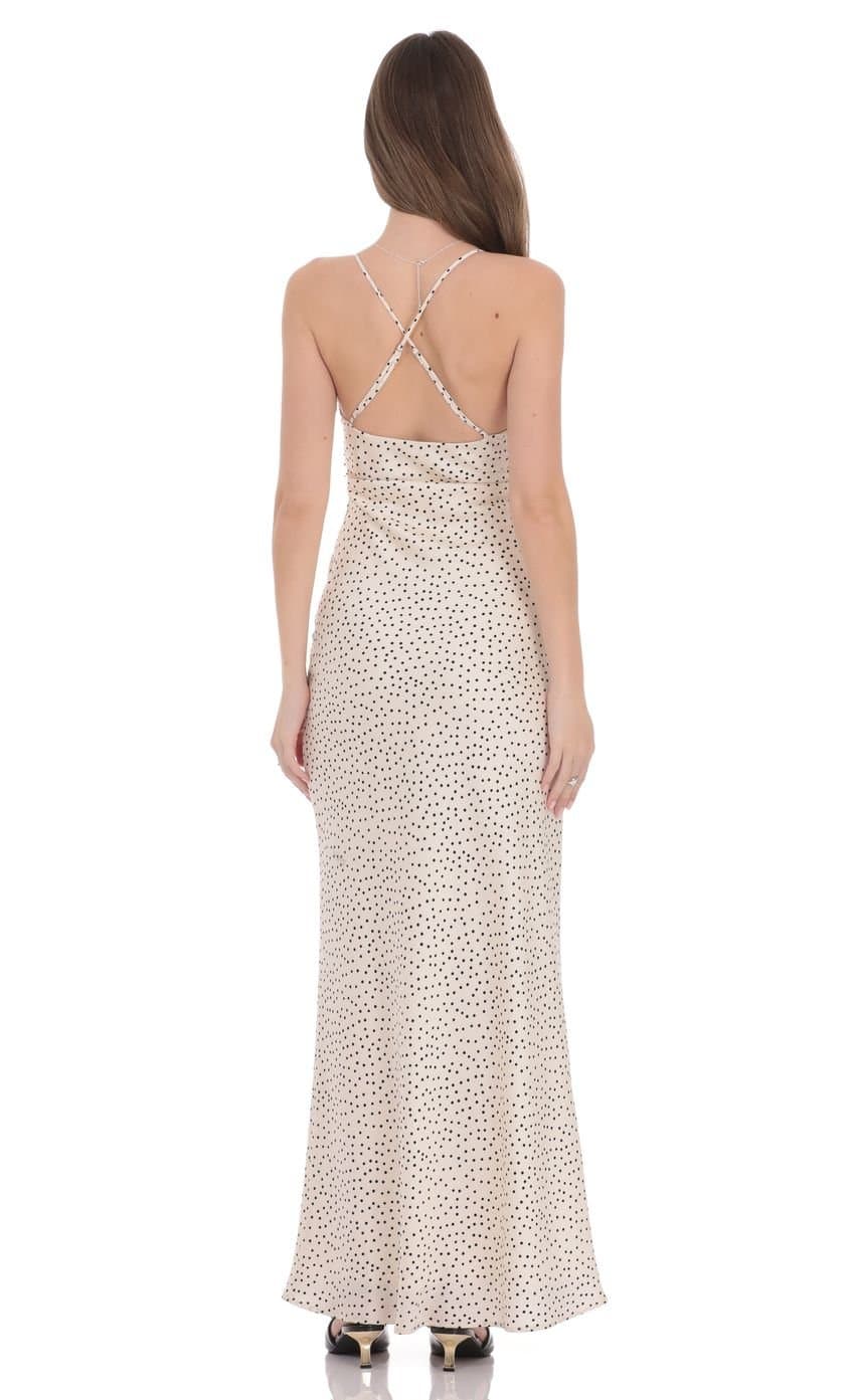 Polka Dot Triangle Maxi Dress in Cream