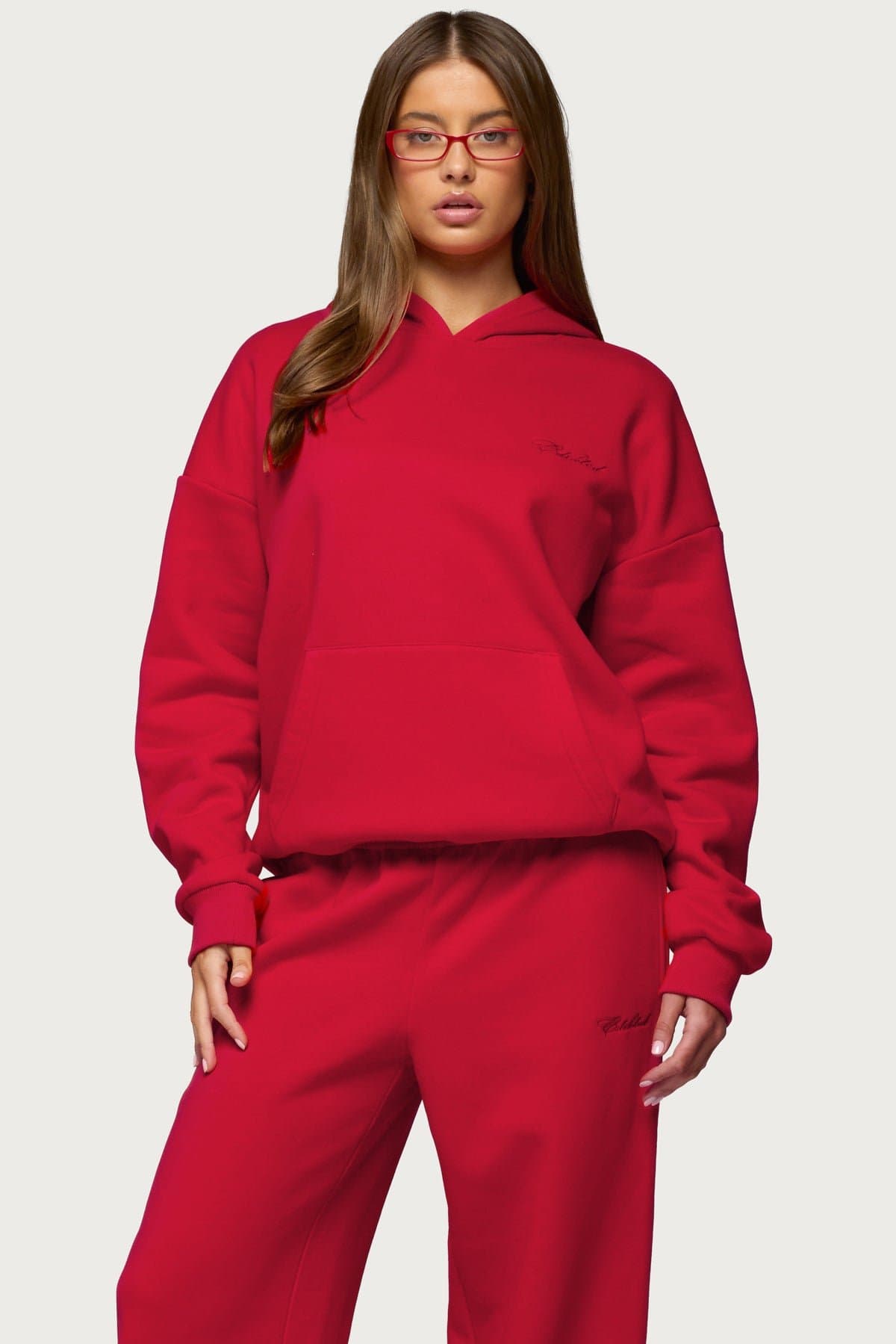 Basic Girl Oversized Edikted Hoodie - Polyester Cotton Embroidered Text