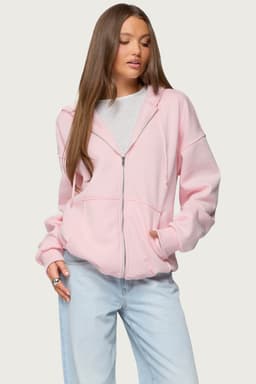 Rocia Oversized Zip Up Hoodie - Cotton Polyester Spandex Unisex Fit