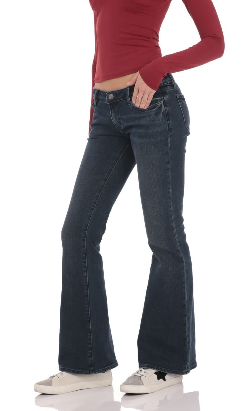 Low Rise Bell Bottom Jeans in Dark Blue
