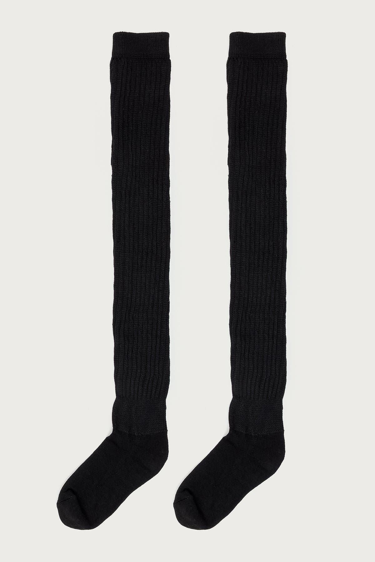 Knee High Scrunch Socks - Ribbed Knit Polyester Acrylic 29.5 Inch Length