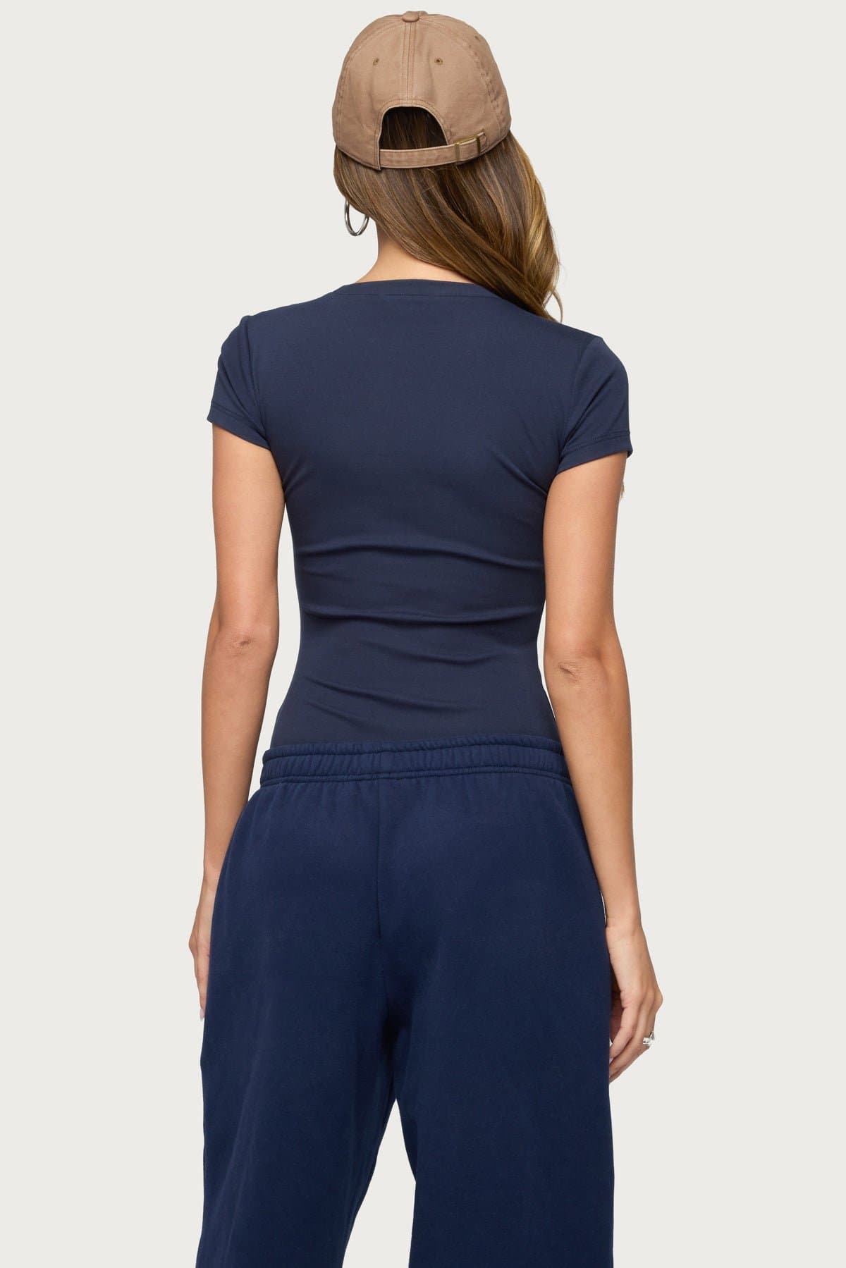 Adley Fitted Bodysuit T-Shirt Style Cotton Spandex Women's Top Size S