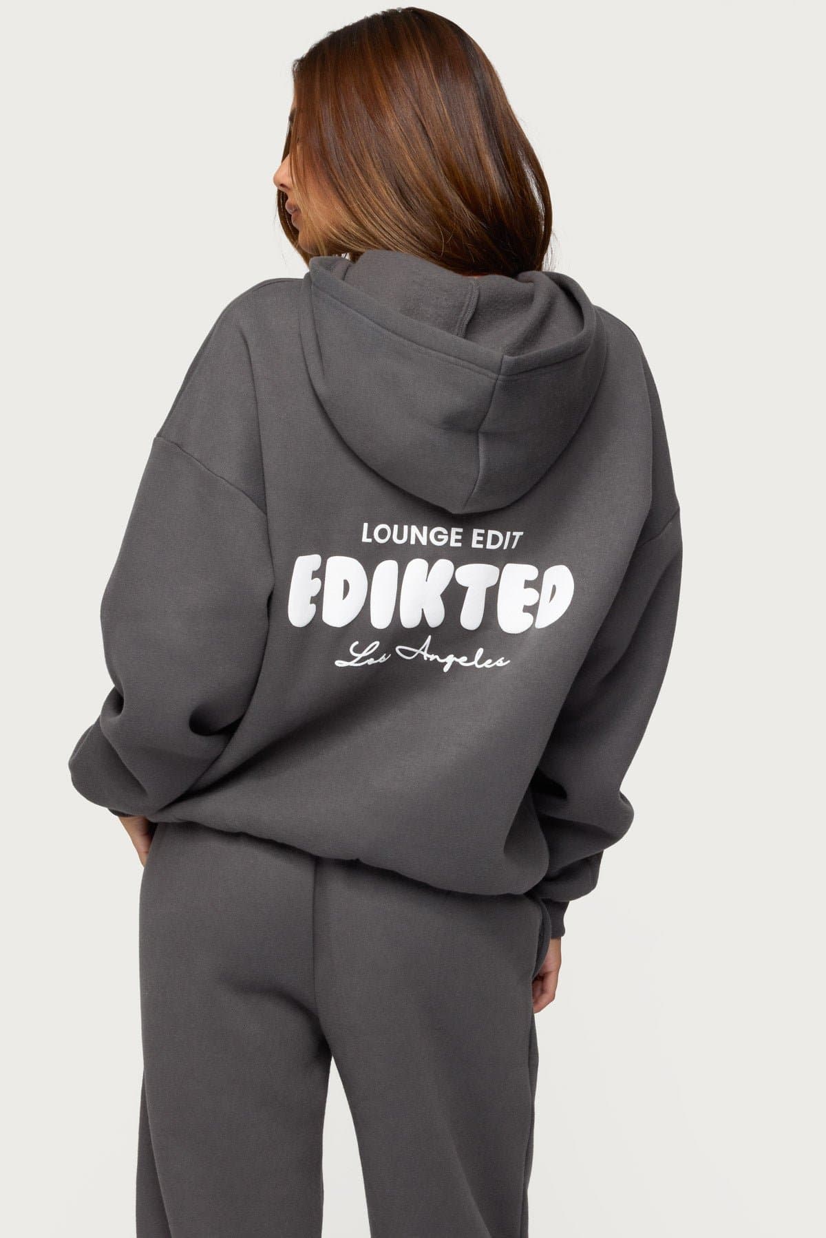 Lounge Edit Hoodie Edikted Los Angeles Graphic Polyester Cotton Rayon