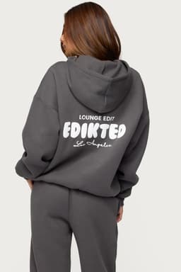 Lounge Edit Hoodie Edikted Los Angeles Graphic Polyester Cotton Rayon